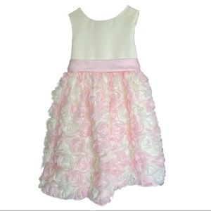American Princess dress, gorgeous cream & pink rose like skirting, pink sash, 5